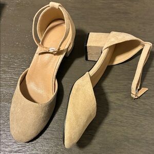 Apricot Thick Heel Pumps